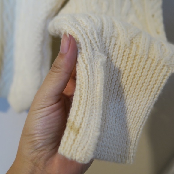 Vintage‎ Ann Taylor Cable Knit Wool Sweater Turtleneck Ivory Cream - Picture 10 of 12